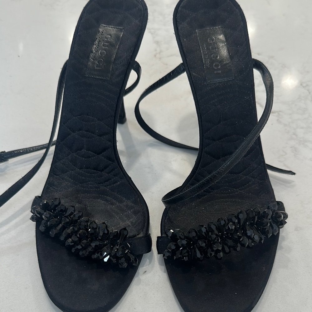 Gucci Black Heeled Sandals with Stiletto Heel